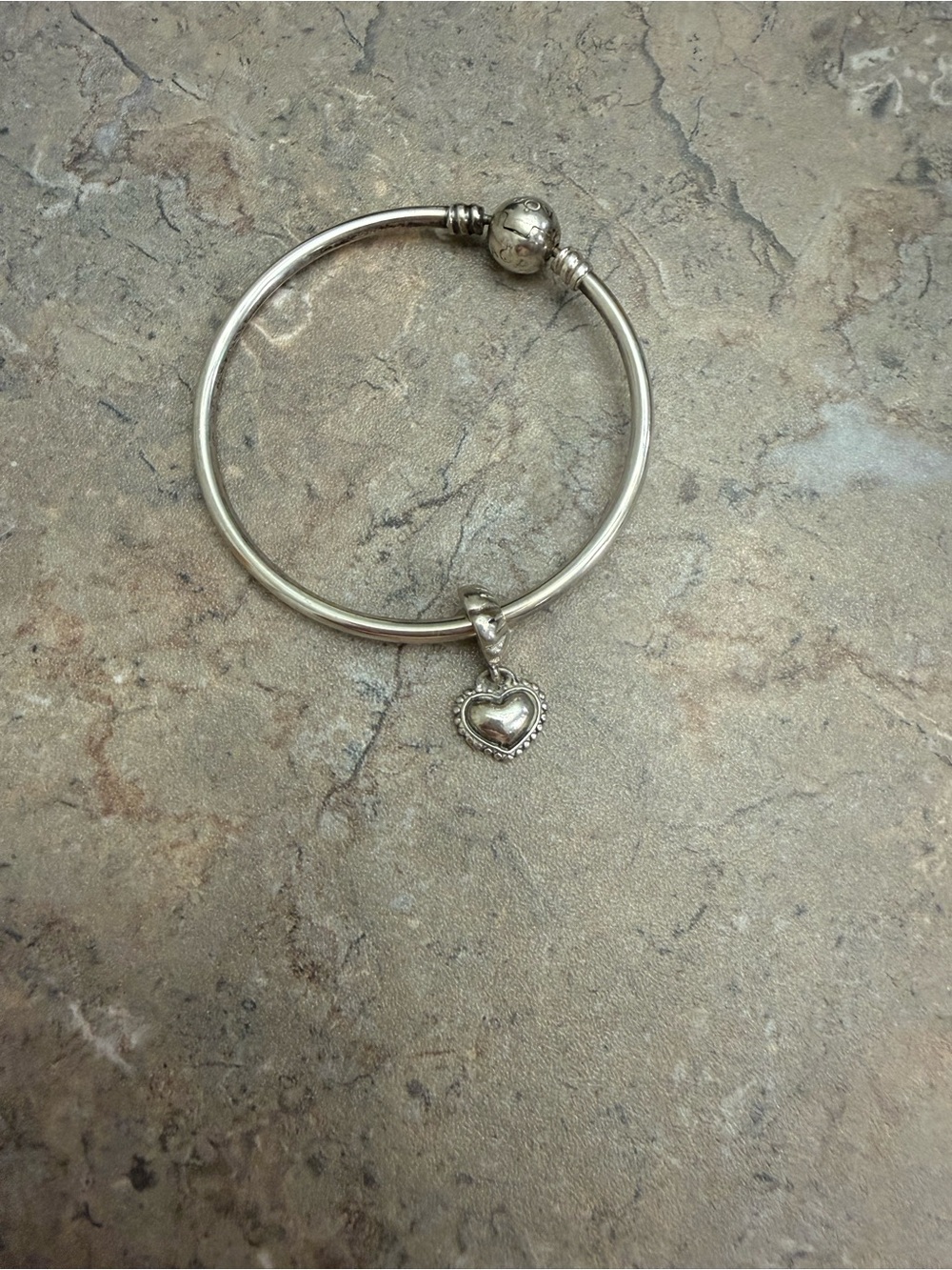 Pandora bracelet with  Heart Charm Bangle small size